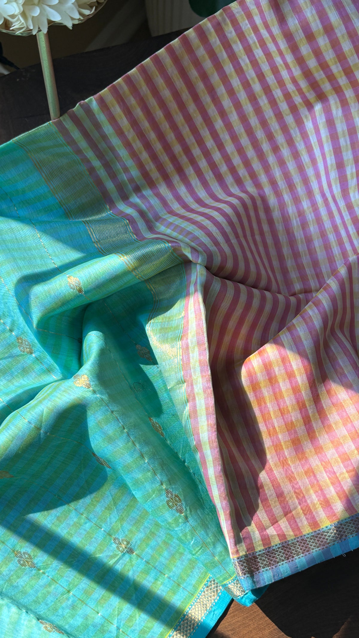 Maheswari Pink Checks