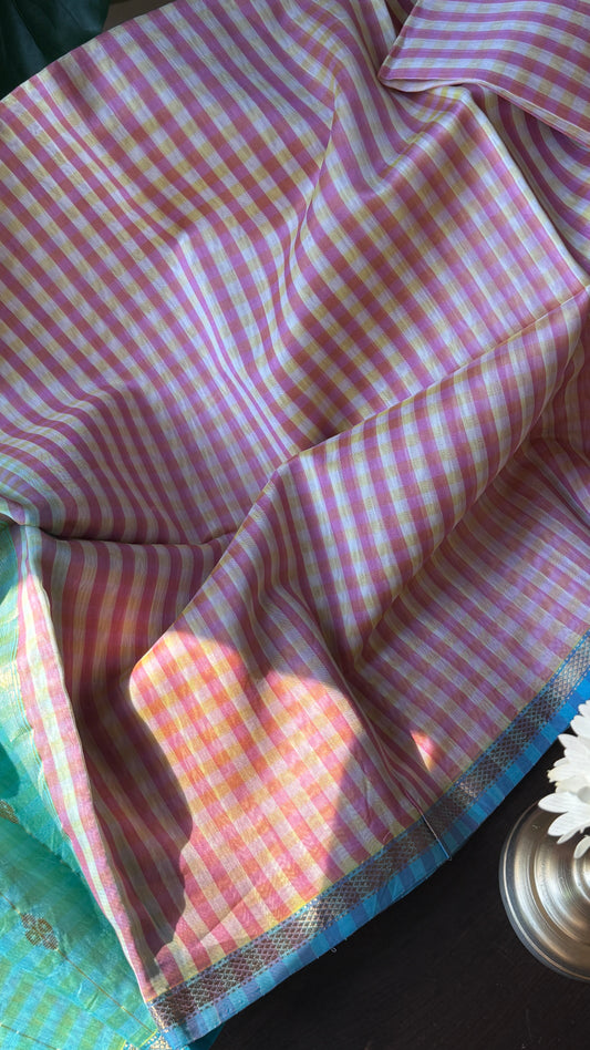 Maheswari Pink Checks