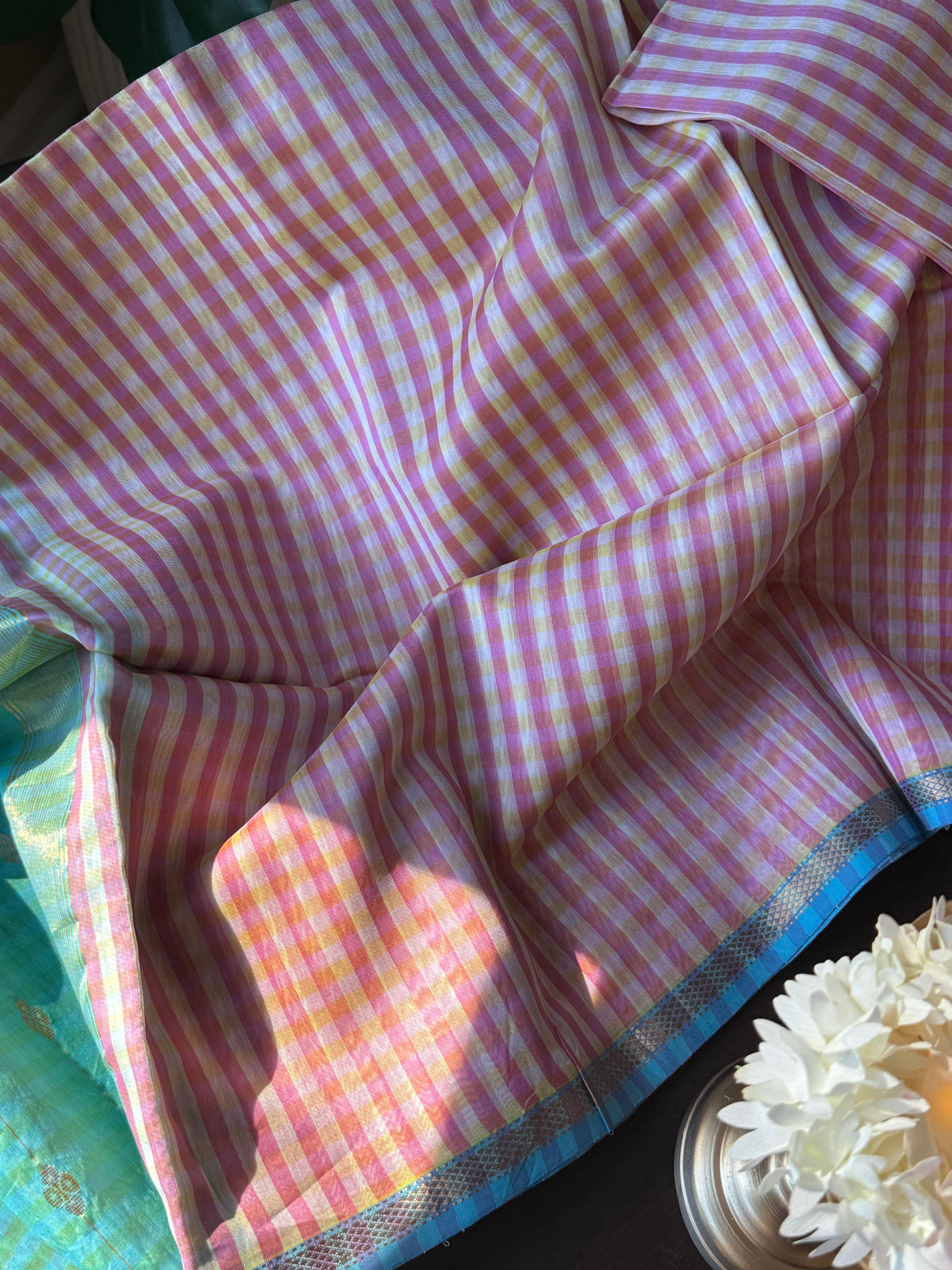 Maheswari Pink Checks