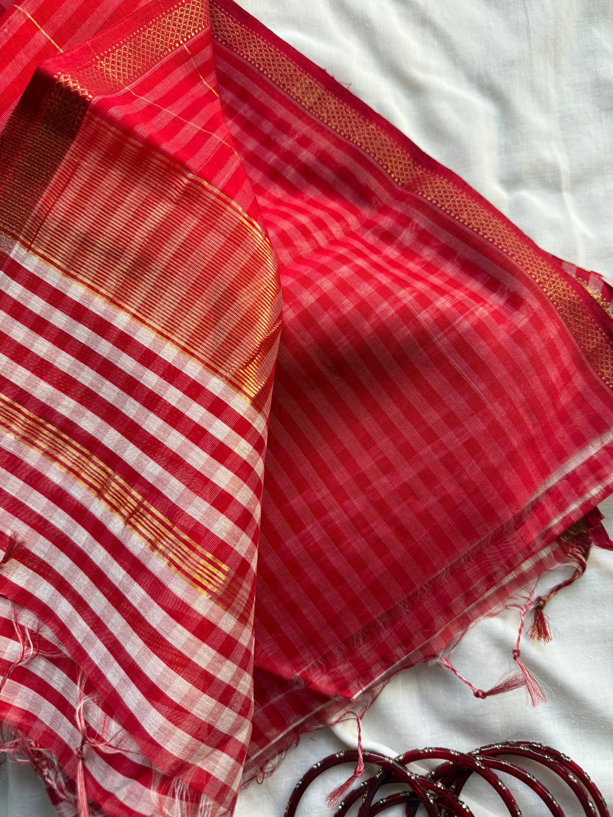 Red Checks Maheswari