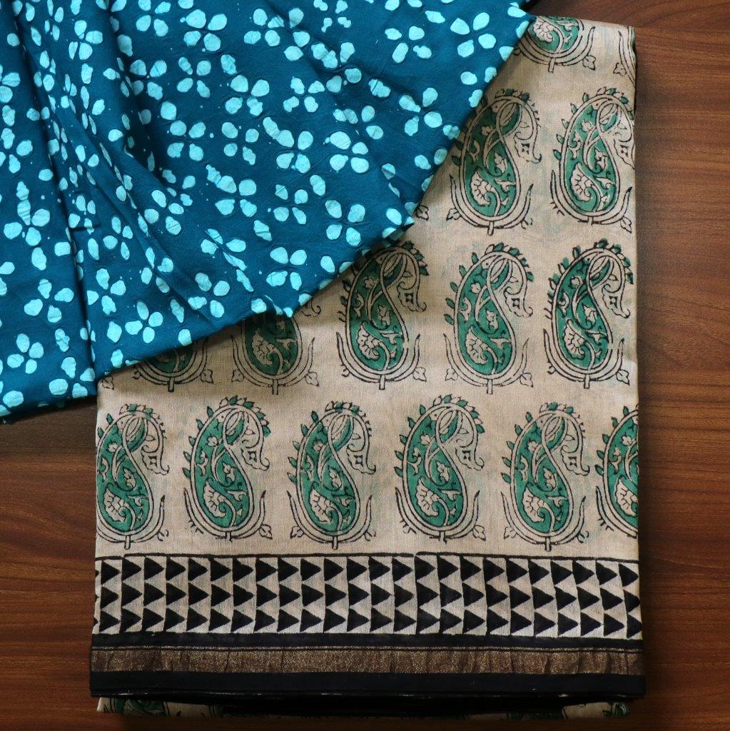 Teal Paisley Chanderi