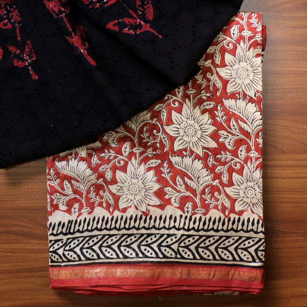 Red and Black Indigo Chanderi