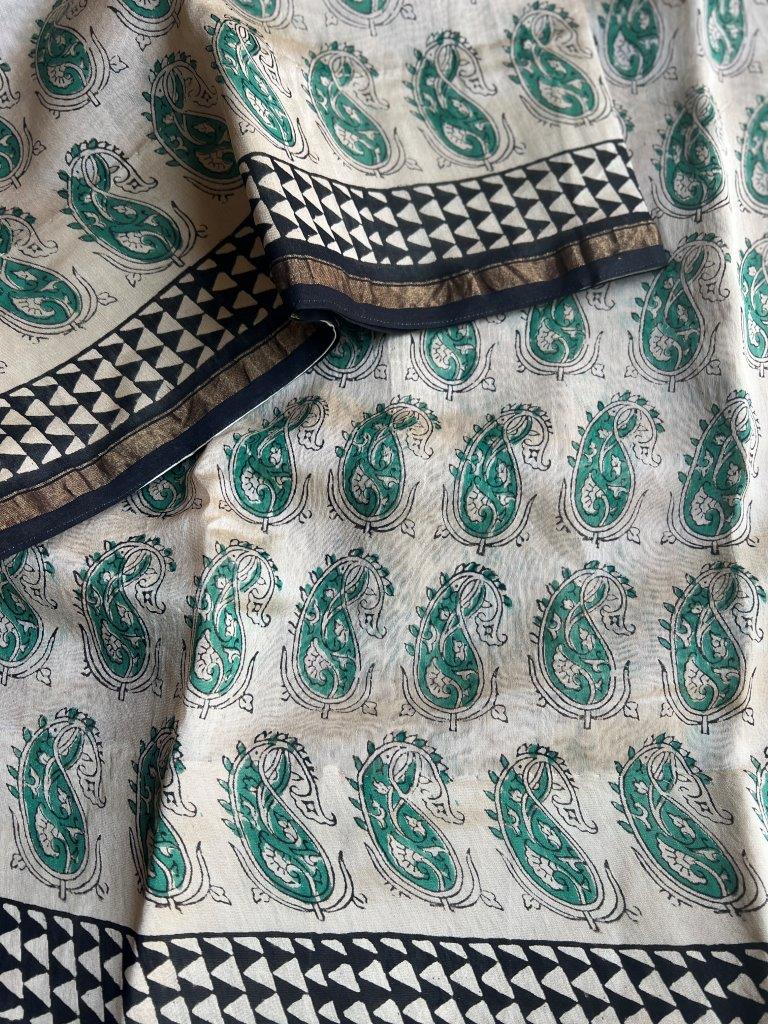 Teal Paisley Chanderi